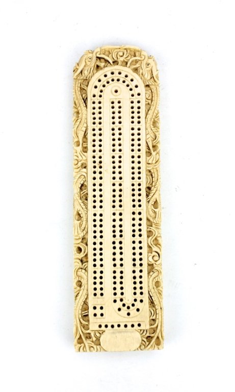 Old Hand Carved Ivory Plaque: Old Hand Carved Ivory Plaque 6 3/4 x 1 7/8"
