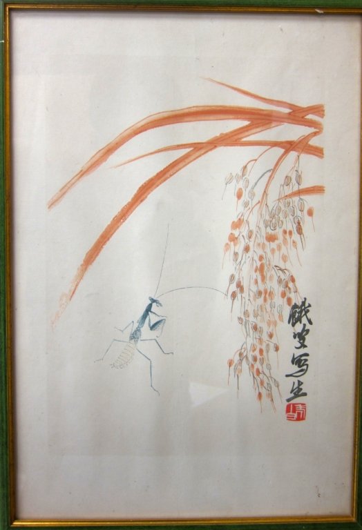 Old Chinese Framed Painting By Qi Bai Shi: Old Chinese Framed Painting By Qi Bai Shi 15 x 10"