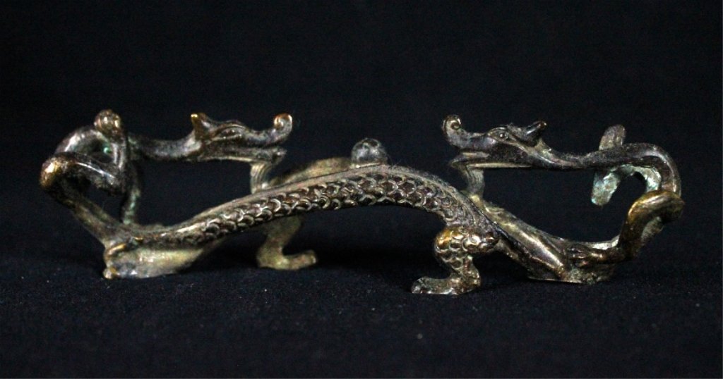 Old Chinese Bronze Dragon Pen Holder: Old Chinese Bronze Dragon Pen Holder 6 1/4 x 1 3/4"