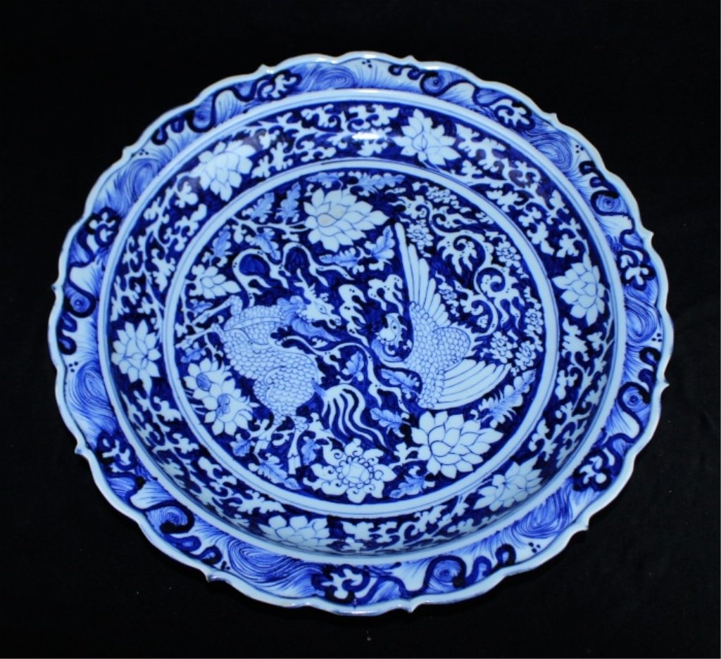 Large Ming Porcelain Blue&White Plate (1 of 6)