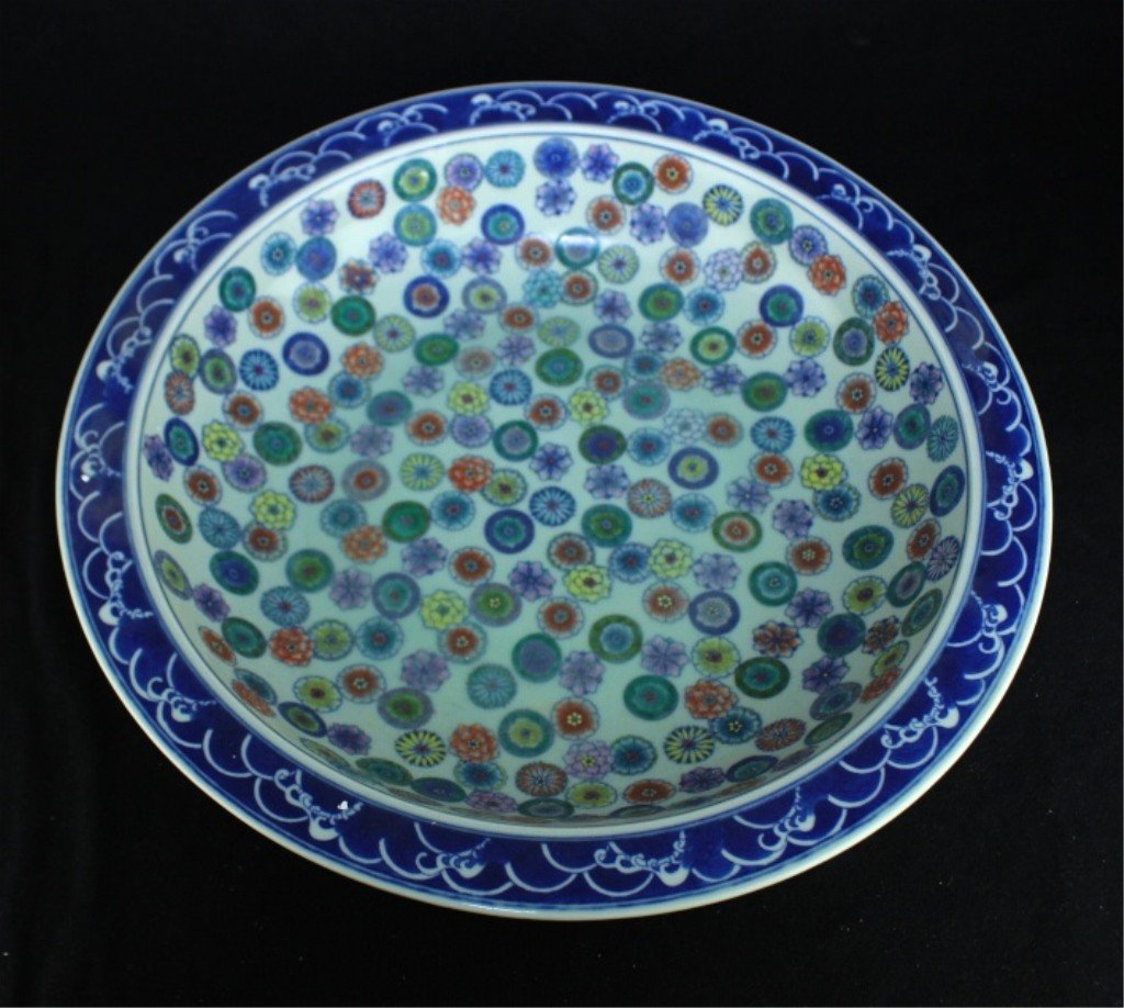 Large Chinese Qing Porcelain DouCai Flower Plate (1 of 7)
