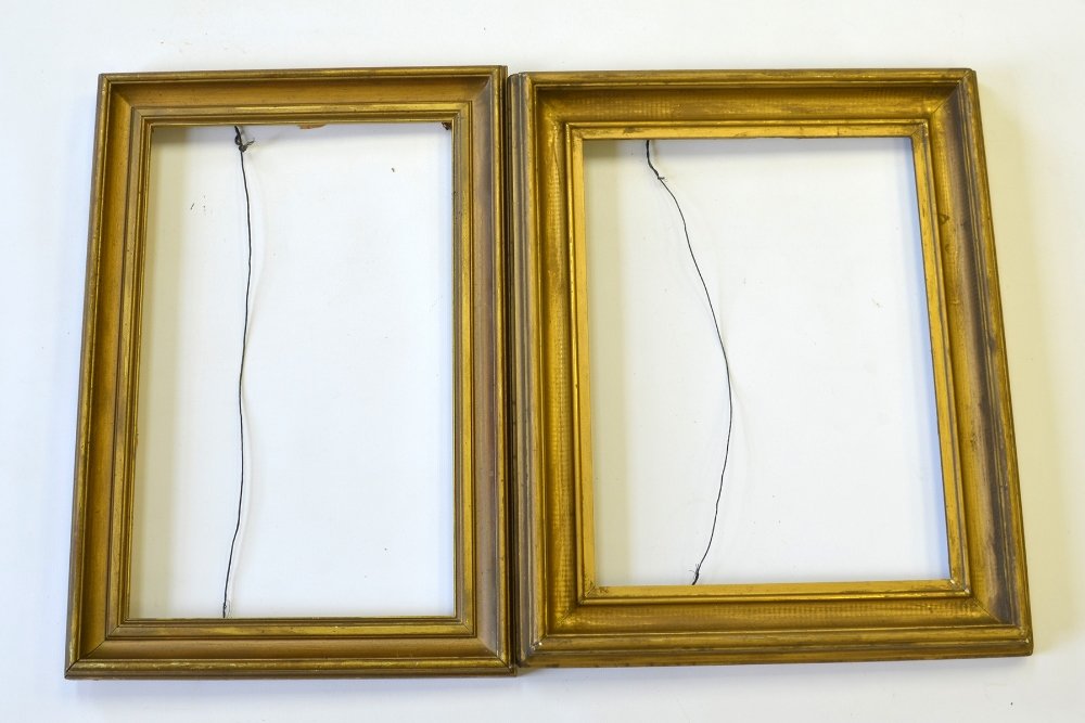 A Pair of Similar Italian Gilt Picture Frames: A Pair of Similar Italian Gilt Picture Frames, both with wear, appx. 15 1/2 - 16 in. W, 11 - 12 1/2 in. W.