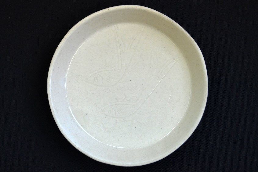 A Chinese Ding Ware Dish: A Chinese Ding Ware Dish, the interior incised with a pair of fish, appx. 4 1/2 in. H._x000D_ _x000D_ Provenance: From the Estate of Patrick H. Booth, Jr.