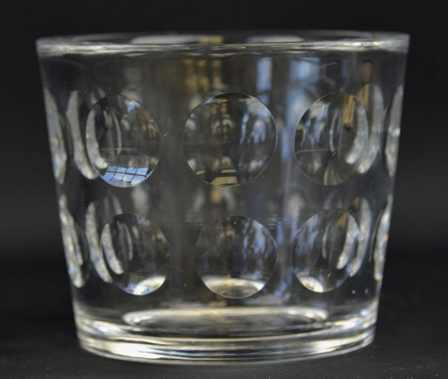An Early Sven Palmqvist Orrefors Crystal Vase: An Early Sven Palmqvist Orrefors Crystal Vase, mid 20th century, with concave circular forms on body, with base etched "Orrefors P 4191-121," appx. 3 7/8 in. H.