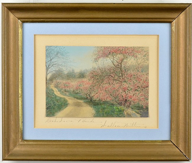 Wallace Nutting, Decked as a Bride: Wallace Nutting, Decked as a Bride, hand tinted photograph, signed to matte, 4 5/8 x 6 1/2 (sight).