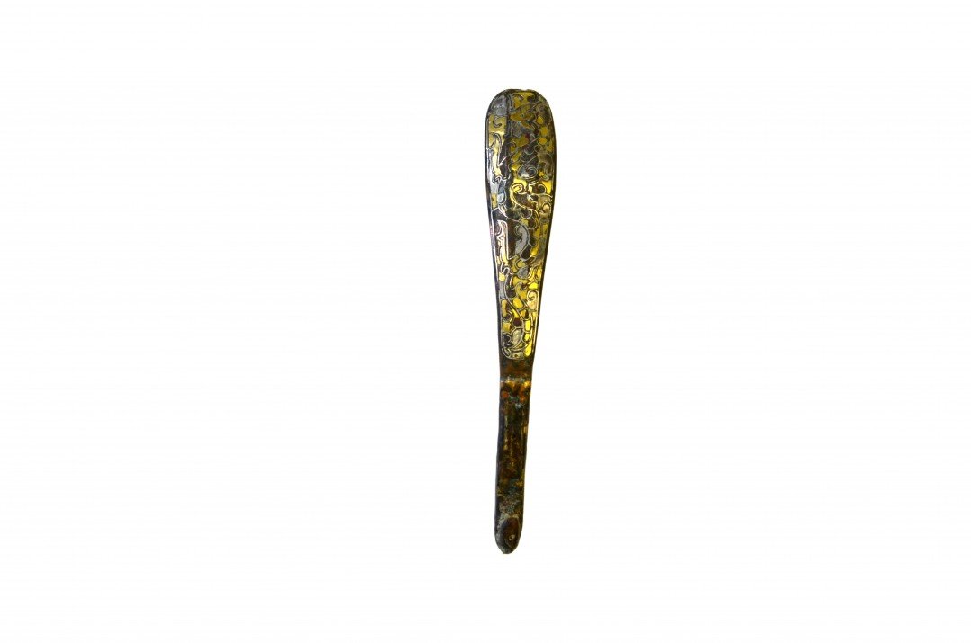 A Chinese Gold & Silver Inlaid Bronze Garment Hook (1 of 6)