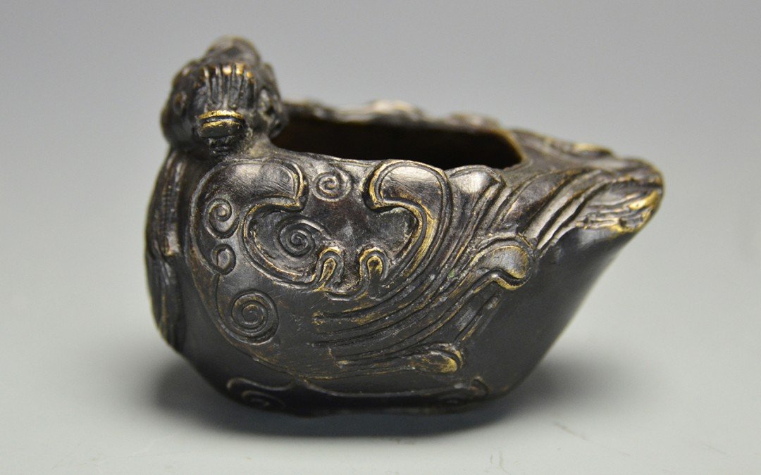 A Chinese Bronze Duck Shaped Brush Washer (1 of 6)