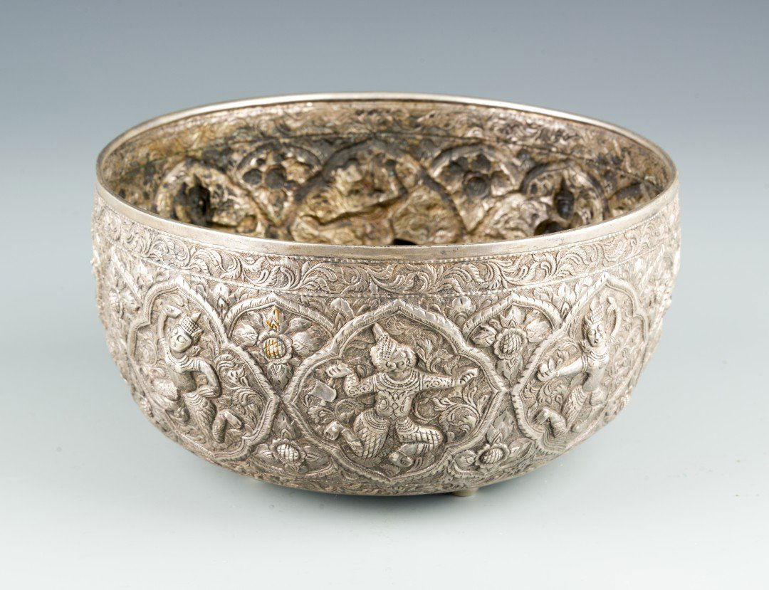 A Large Islamic Silver Repousse Bowl (1 of 6)