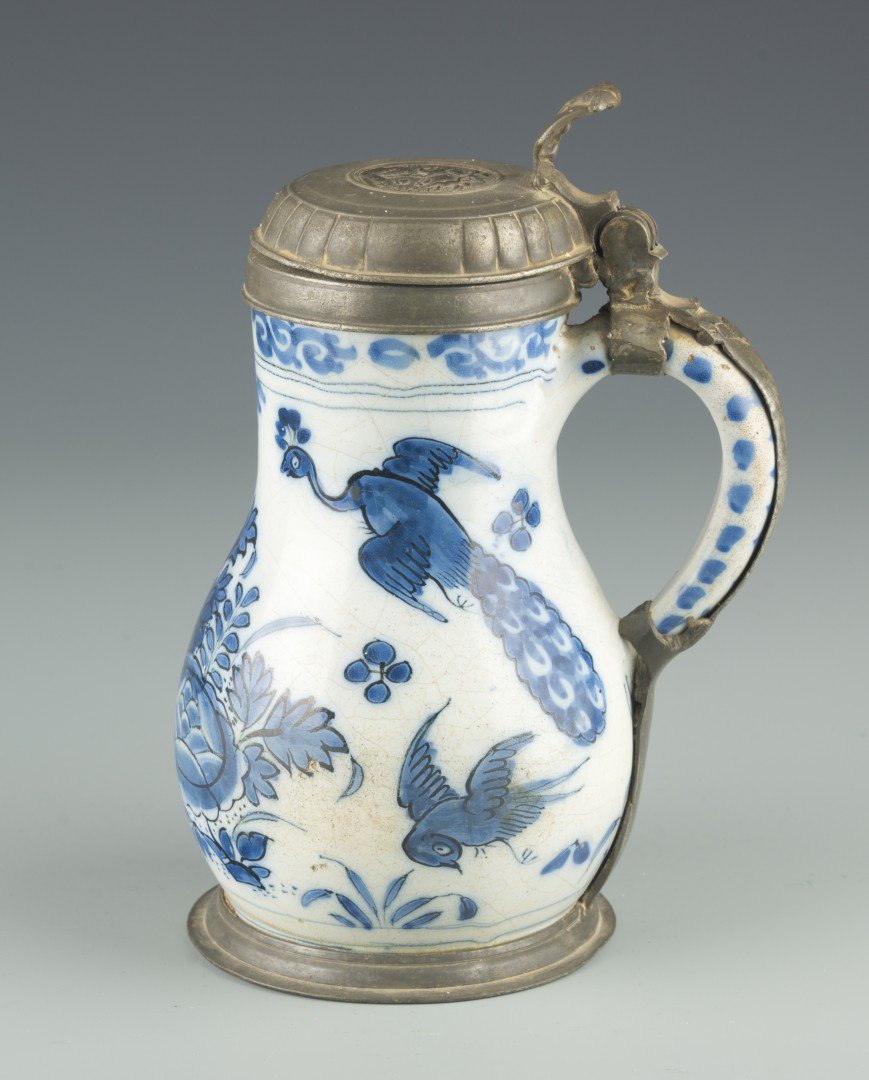 A Ceramic Blue and White Beer Stein, 18th Century (1 of 7)