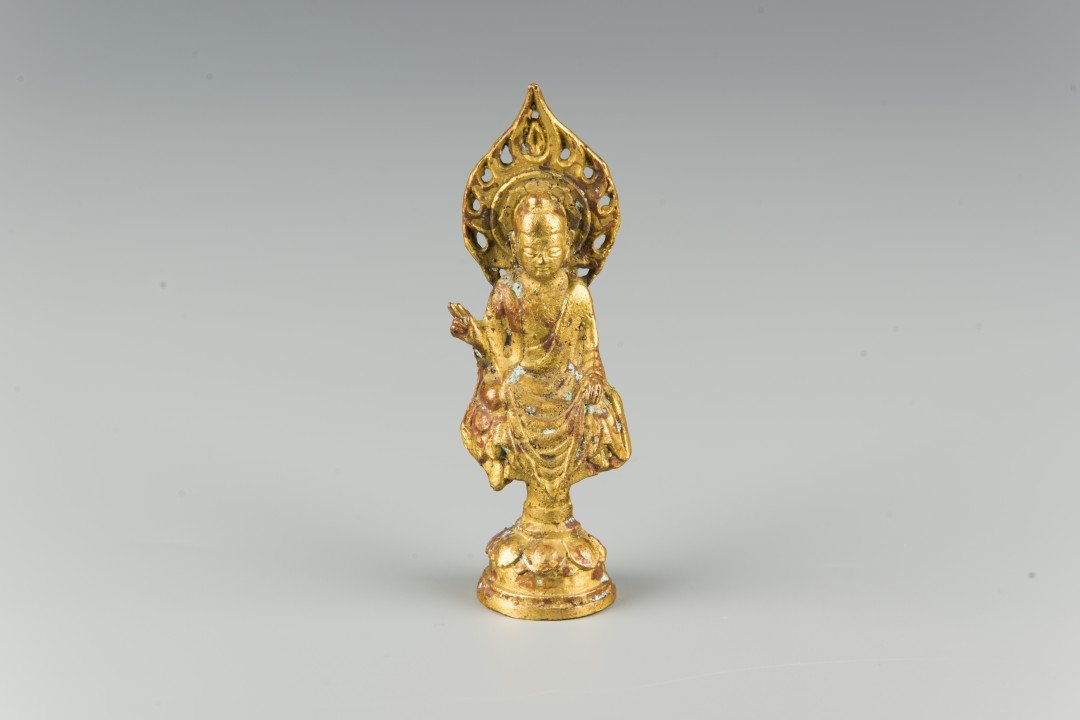 A Small Gilt Bronze Figure of a Buddha (1 of 7)