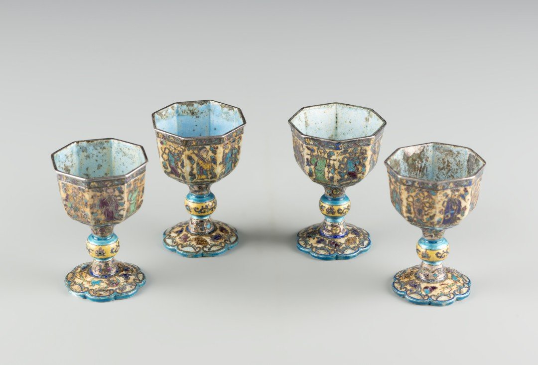 A Set of Four Small Chinese Cloisonne Cups (1 of 6)