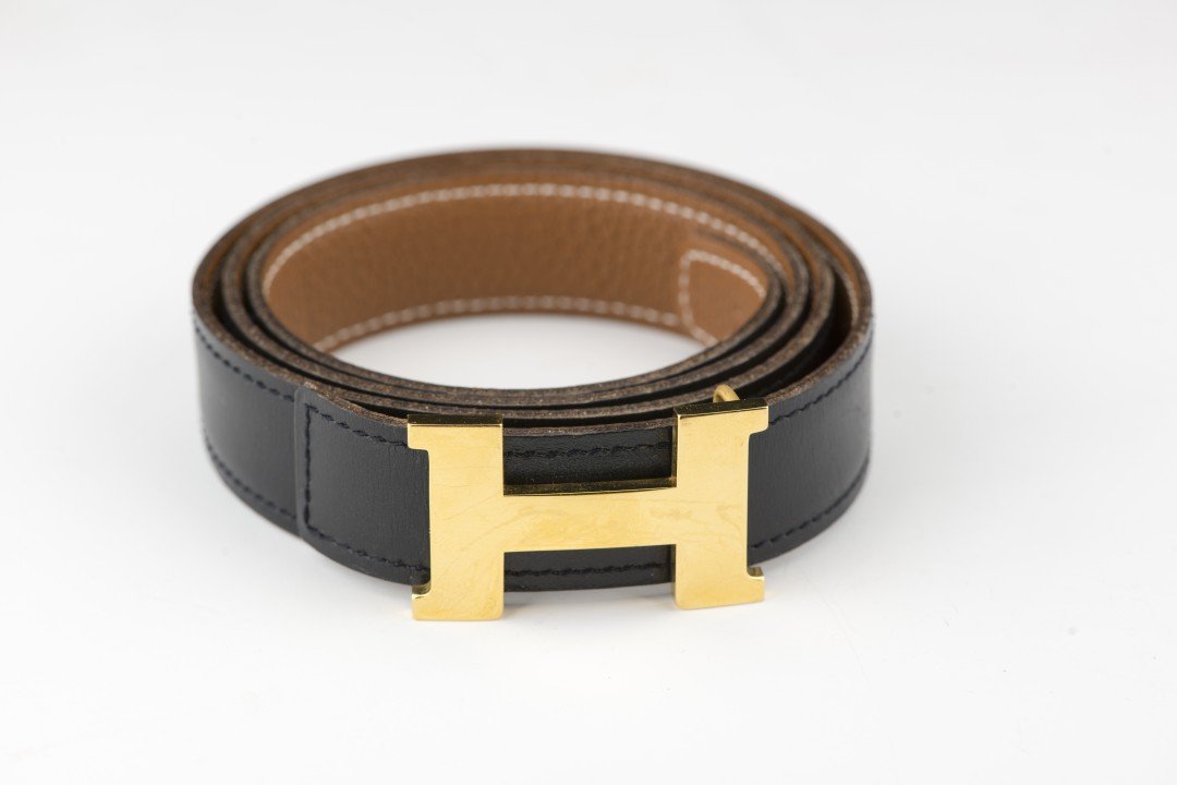 A Leather Hermes Belt, Black (1 of 3)