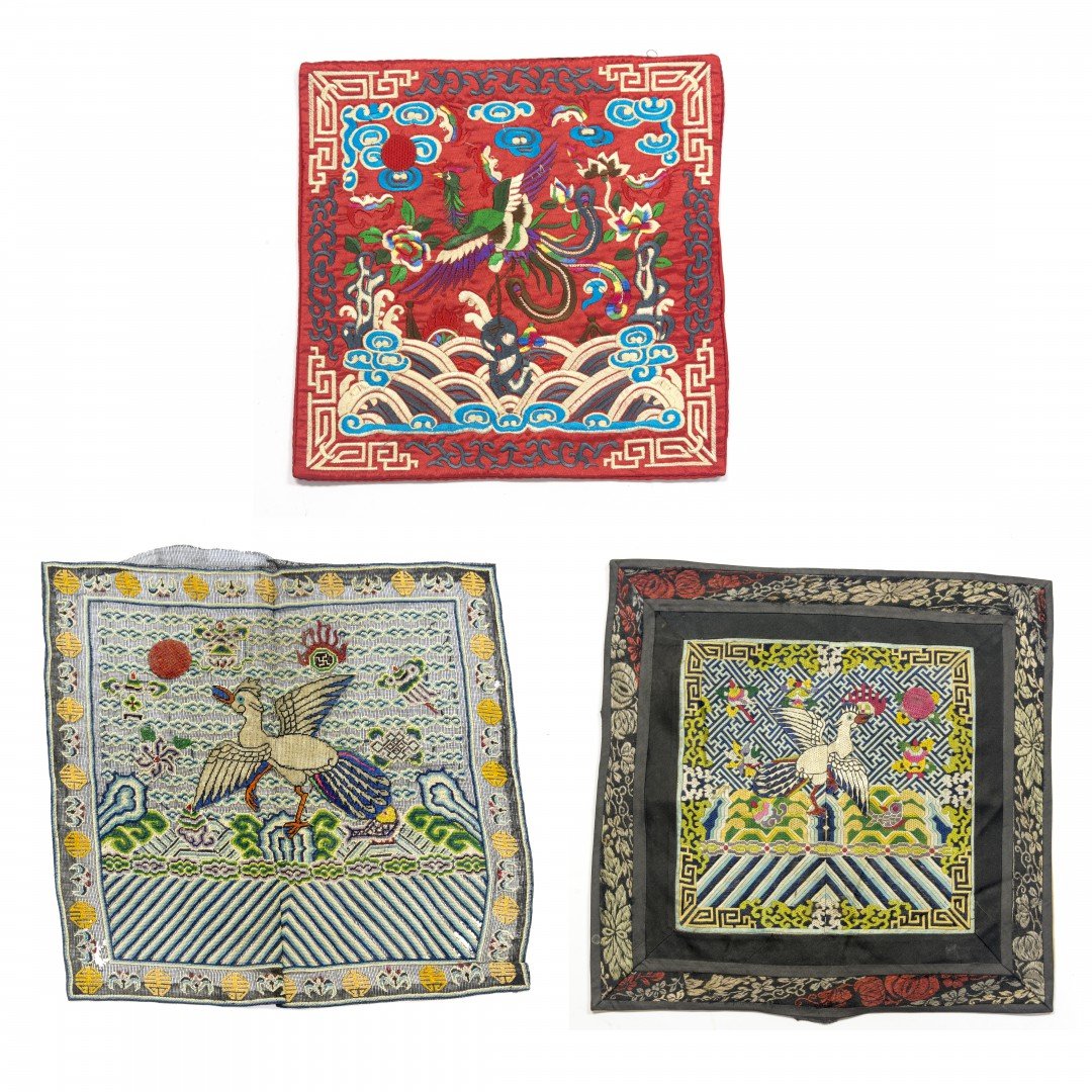 A Lot of Three Chinese Embroidered Rank Badges (1 of 7)