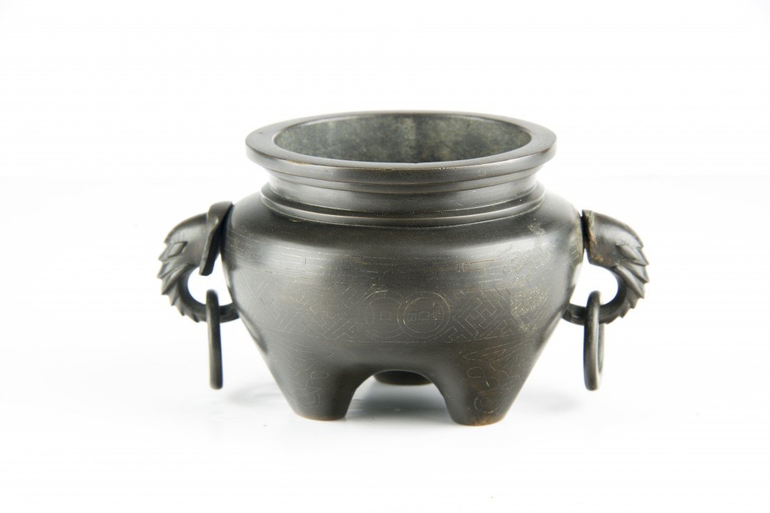 A Chinese Bronze Tripod Censer, Qing Dynasty (1 of 6)