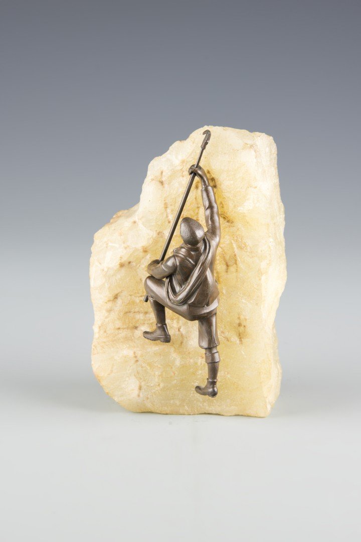 A Painted Metal Mountain Climber on a Rock Crystal (1 of 6)