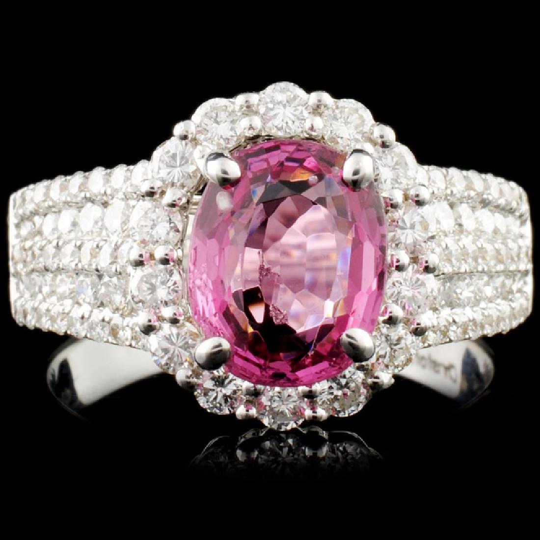 18K Gold 2.03ct Spinel & 1.11ctw Diamond Ring: Estimated Retail Replacement Value: $16,560.00 Ref: WAG6600 Item no.: ARA7069 Specification: Gold Content: Solid 18K White Gold Weight of Item: 6.30 grams Size: 7.25 Country Made: U.S.A Main Gemstone: