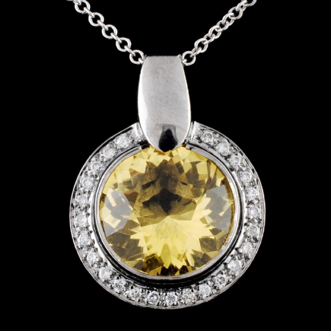 14K Gold 5.00ct Beryl & 0.30ct Diamond Pendant: Estimated Retail Replacement Value: $9,200.00 Ref: WAG4600 Item no.: RB005 Gold Content: Solid 14K Gold (Black Rhodium Finished) Weight of Item: 6.20 grams Country Made: U.S.A Main Gemstone: Natural B
