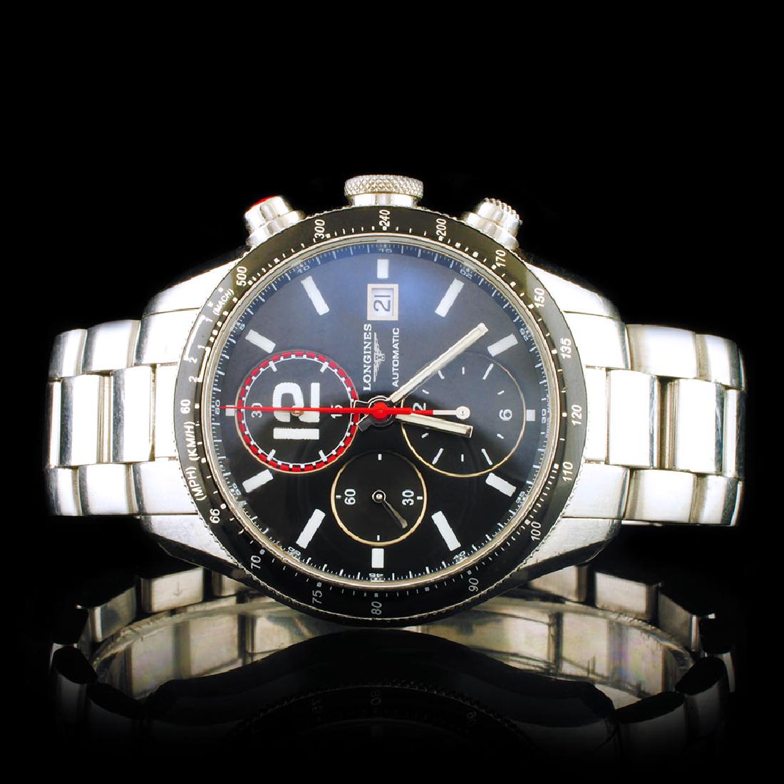 Longines Grande Vitesse Chronograph 40mm Watch: Estimated Retail Replacement Value: $6,300.00Ref: WAG8400Item No.: ARXAB013Specification:Model: Longines â€œGrande Vitesseâ€ Movement: Self-Winding ChronographFunction: Chronometer Case Size: 4