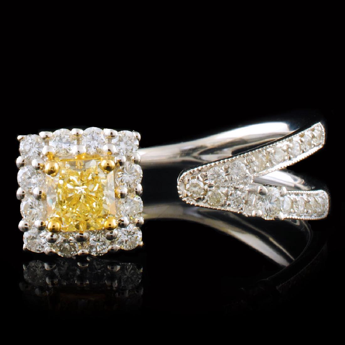 18k White Gold 1.25ctw Fancy Yellow Diamond Ring: Estimated Retail Replacement Value: $11,466.00 Ref: WAG6552 Item no.: FA2058748004-R7069AYD Gold Content: 18K White Gold Weight of Item: 4.50 grams Size: 6.75 Main Gemstone: Natural Fancy Yellow Diamo