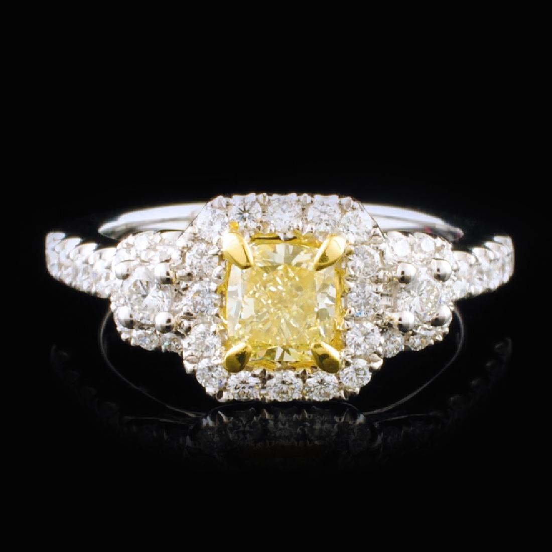 18K White Gold 1.32ctw Fancy Yellow Diamond Ring: Estimated Retail Replacement Value: $17,640.00 Ref: WAG10080 Item no.: FA2055889013-R7043AYD Gold Content: 18K White Gold Weight of Item: 6.15 grams Size: 7 Main Gemstone: Natural Fancy Yellow Diamond