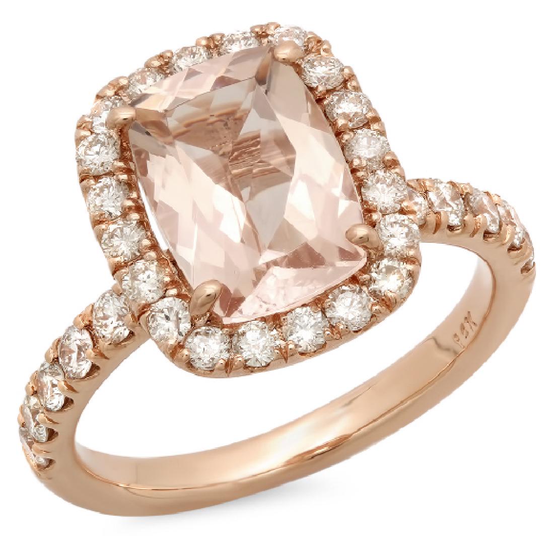 14K Gold 2.00ct Morganite & 0.75ct Diamond Ring: Estimated Retail Replacement Value: $5,950.00 Ref: BAS3400 Item no.: JR18163-78671 Specification: Gold Content: Solid 14K Rose Gold Weight of Item: 4.50 grams Country Made: U.S.A Main Gemstone: Natura