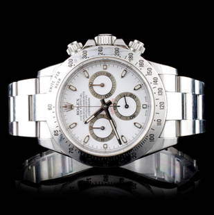 Rolex Daytona Stainless Steel Wristwatch: Estimated Retail Replacement Value: $27,900.00Ref: IRA50000Item no.: ARXU-006Specification:Model: Daytona, Case Size: 40mmMovement: Perpetual, Self-winding, Chronometer Ref; 4130Case Material: Stainle