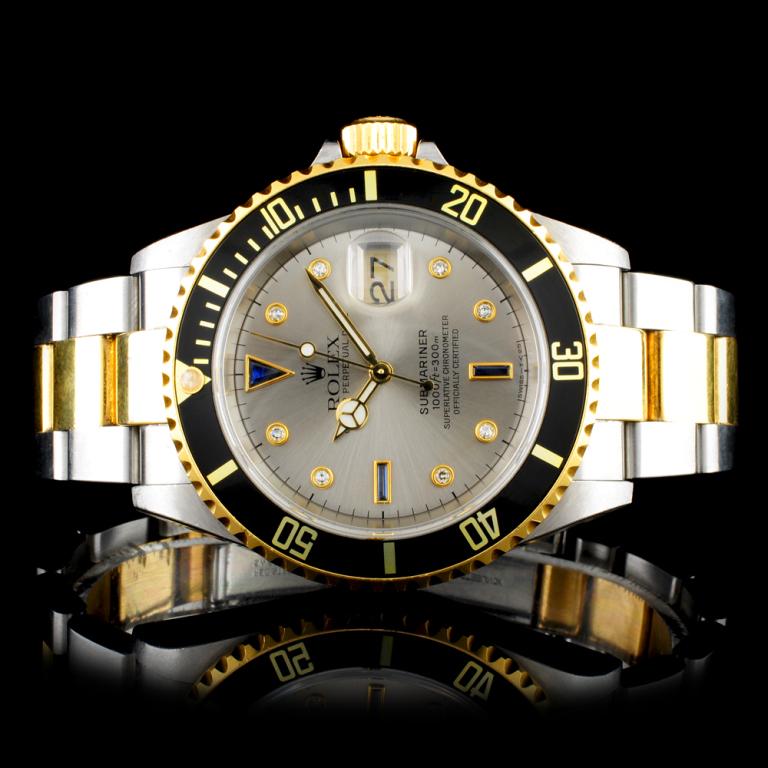 Rolex Submariner 16613 YG/SS 40MM Wristwatch: Estimated Retail Replacement Value: $28,990.00 Ref: BAS30000 Item no.: ARXAA-002 Specification: Documents: Appraisal Report Model: Rolex Submariner Movement: Perpetual, Self-winding Case Material: Sta