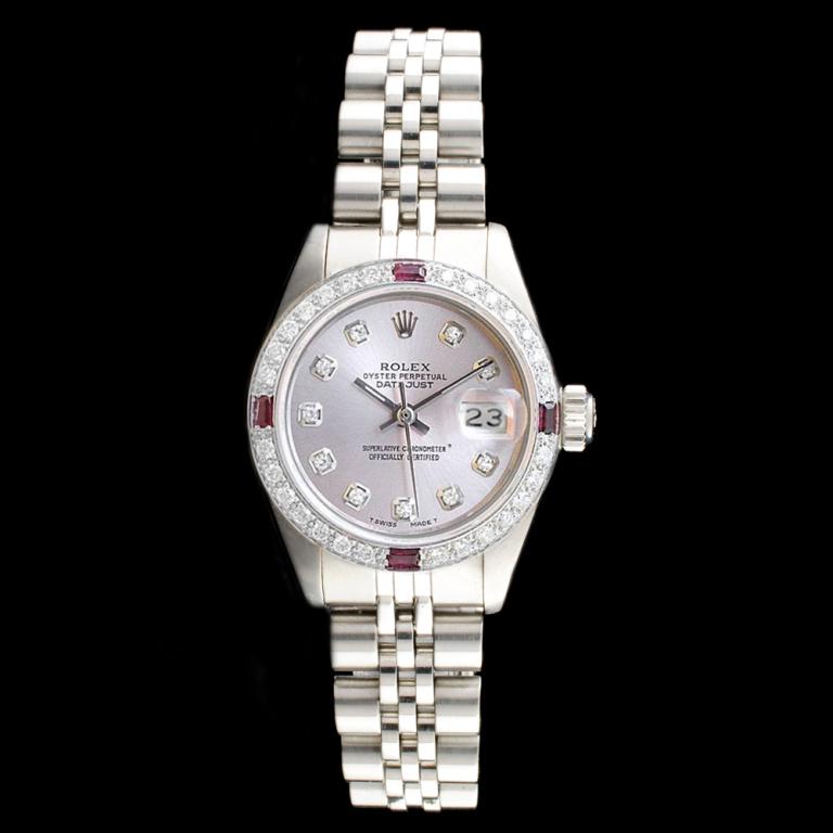 Rolex DateJust Diamond Ladies Watch: Estimated Retail Replacement Value: $15,300.00 Ref: IRA15000 Item No.: ARXU-039 Specification: Model: DateJust Oyster Movement: Perpetual, Self Winding Function: Date Case Size: 26mm Case Material: St