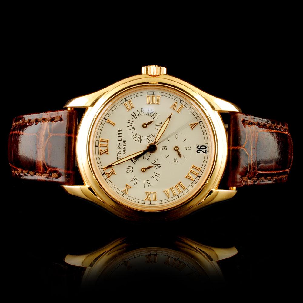 Patek Philippe Annual Calendar 18K Rose Gold Watch: Estimated Retail Replacement Value: $87,995.00Ref: BAS94000Item No.: ARA20190629-19Specification:Model: Annual Calendar Movement: Automatic, Self WindingFunction: Annual Calendar & Date Case Size: 37m