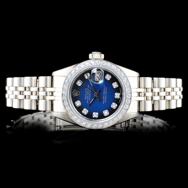 Rolex DateJust Diamond Ladies Watch: Estimated Retail Replacement Value: $15,750.00 Ref: IRA15000 Item No.: ARXU-042 Specification: Model: DateJust Oyster Movement: Perpetual, Self Winding Function: Date Case Size: 26mm Case Material: St