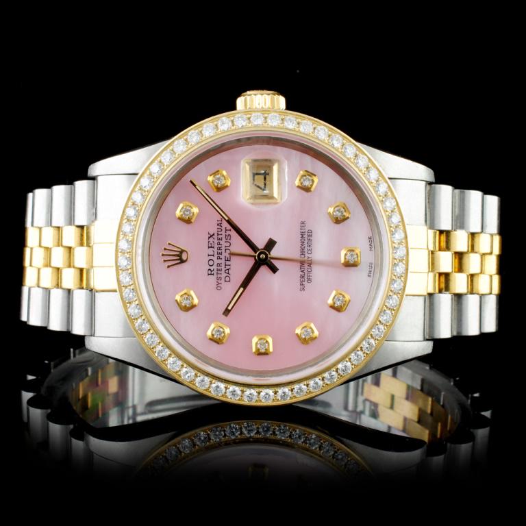 Rolex YG/SS DateJust Diamond 36MM Watch: Estimated Retail Replacement Value: $20,250.00 Ref: WAG18000 Item No.: ARXT008 Specification: Model: DateJust Oyster Perpetual Movement: Perpetual, Self Winding Chronometer Function: Instantaneous Dat