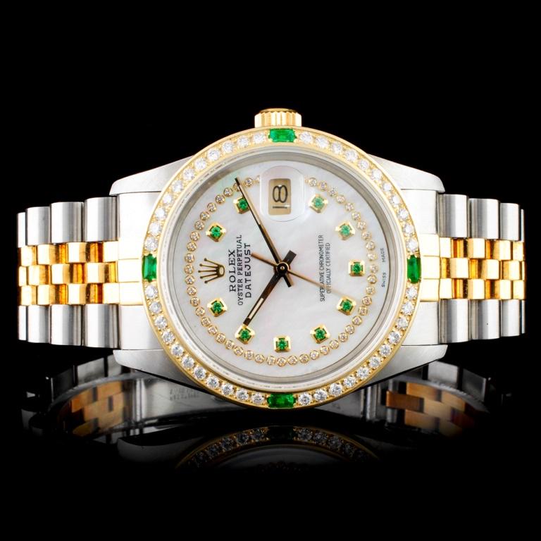 Rolex DateJust 18K/SS Diamond Wristwatch: Estimated Retail Replacement Value: $18,000.00 Ref: IRA18000 Item No.: ARXU-031 Specification : Model: DateJust Oyster Movement: Perpetual, Self Winding Function: Date Case Size: 36mm Case Material: S