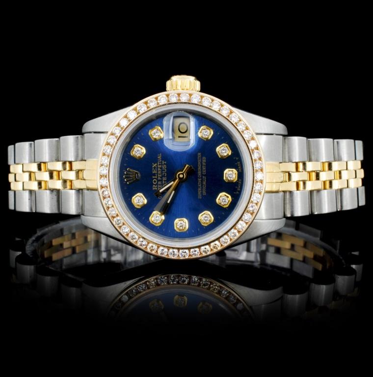 Rolex YG/SS DateJust Ladies Diamond Watch: Estimated Retail Replacement Value: $17,500.00 Ref: WAG14006CJ Item No.: ARX0145 Specification: Model: Oyster Perpetual DateJust Movement: Perpetual, Self-Winding Case Material: Stainless Steel Bracel