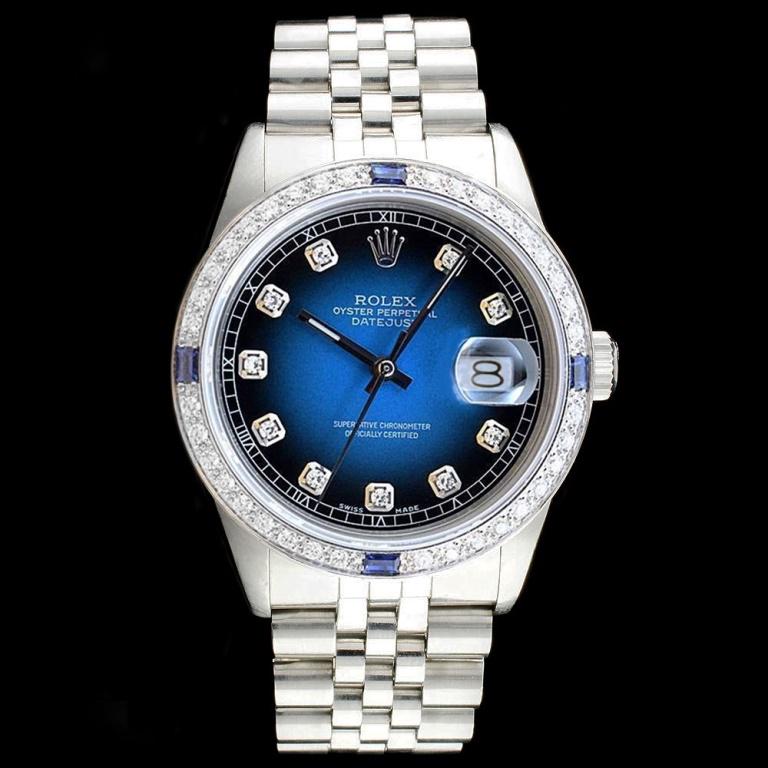 Rolex DateJust Diamond 36mm Wristwatch: Estimated Retail Replacement Value: $18,000.00 Ref: IRA16000 Item No.: ARXU-036 Specification: Model: DateJust Oyster Movement: Perpetual, Self Winding Function: Date Case Size: 36mm Case Material: St