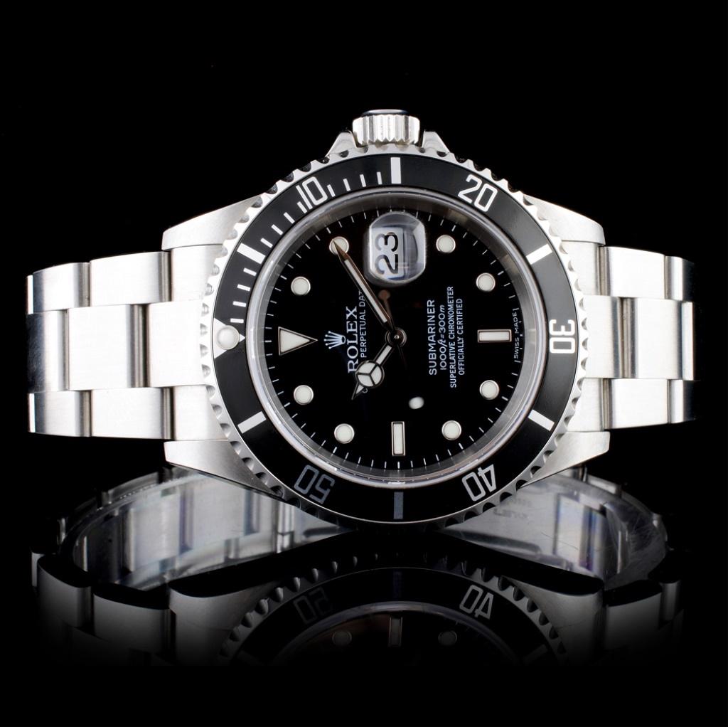 Rolex Submariner Stainless Steel Wristwatch: Estimated Retail Replacement Value: $23,850.00 Ref: IRA23200 Item No.: ARXU-011 Specification: Model: Submariner, Ref. 16610 Movement: Perpetual, Self Winding â€“ Ref; 3135 Function: Quickset Dat