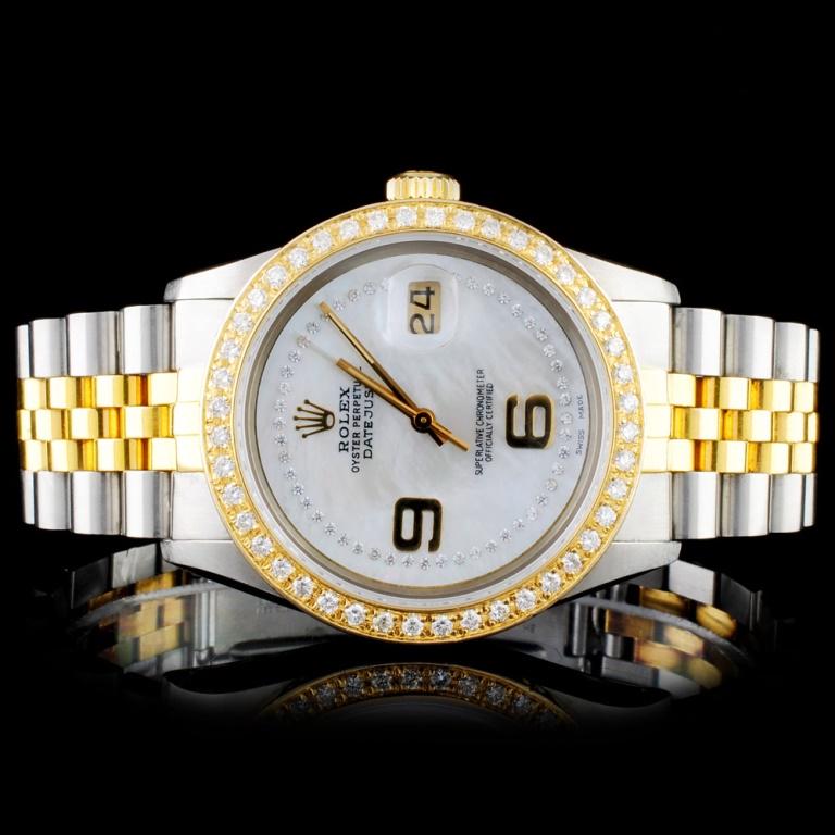 Rolex DateJust Diamond 36mm Wristwatch: Estimated Retail Replacement Value: $20,250.00 Ref: WAG18000 Item No.: ARXJ001 Specification: Model: DateJust Oyster Perpetual Movement: Perpetual, Self Winding Chronometer Function: Instantaneous Dat