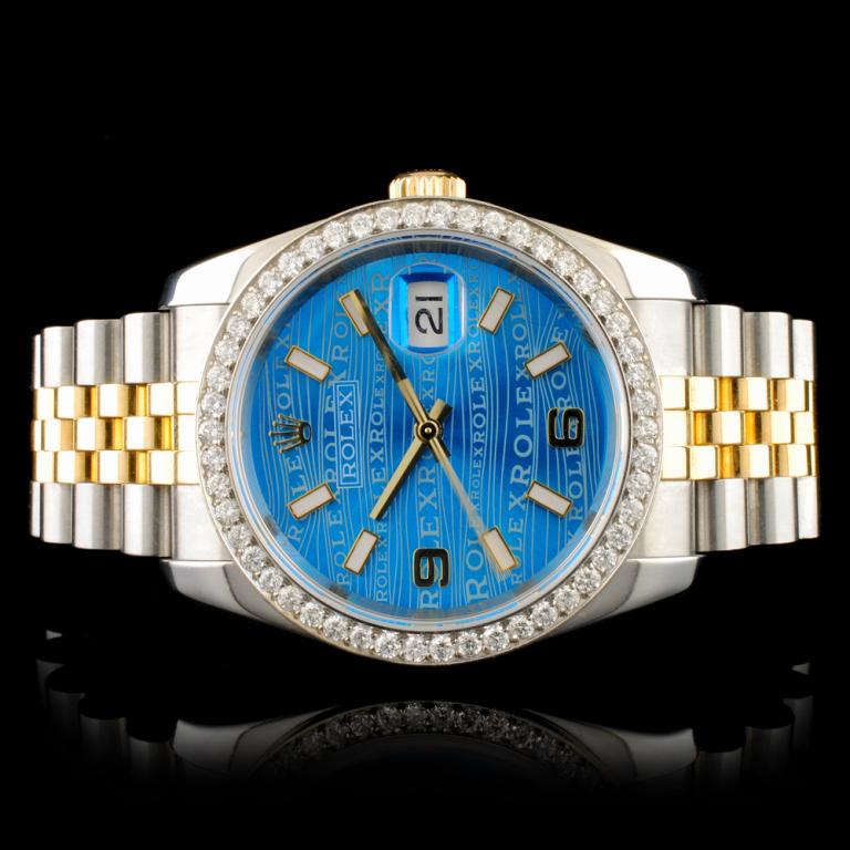 Rolex DateJust 116233 18K YG/SS Diamond 36MM Watch: Ref: WAG32000Specification:Model: DateJust â€“ Ref: 116233Movement: Perpetual, Self WindingFunction: Instantaneous Quick Set DateCase Size: 36mmCase Material: Stainless Steel Bracelet Materials: