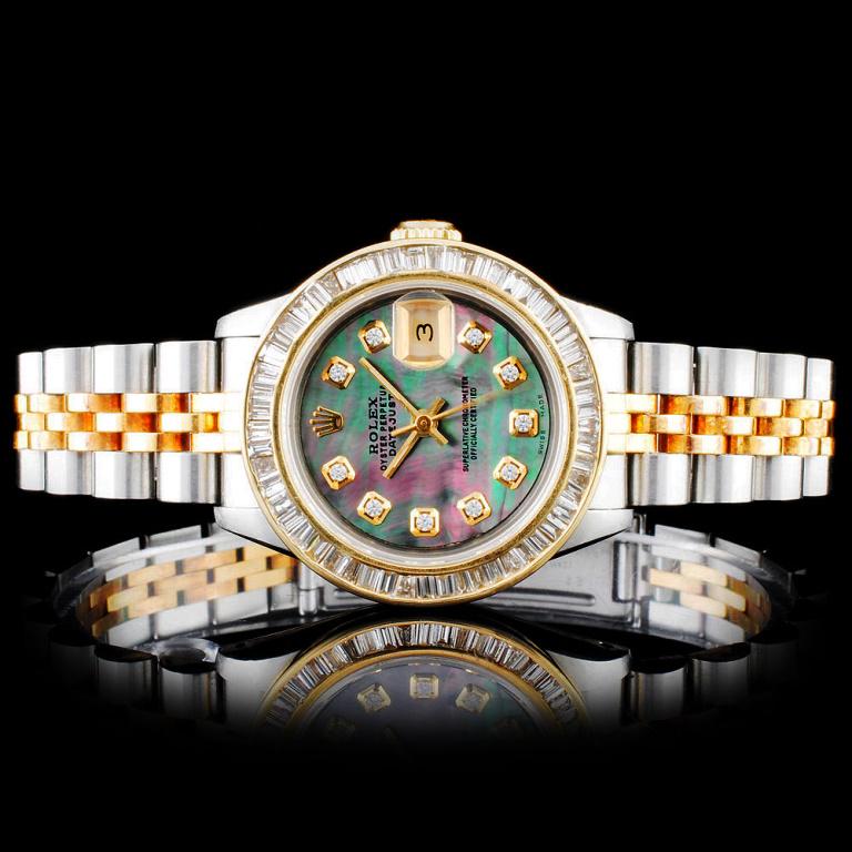 Rolex YG/SS DateJust 2.00ct Diamond Ladies Watch: Estimated Retail Replacement Value: $17,800.00 Ref: WAG16000 Item No.: ARXS0002 Specification: Model: DateJust Oyster Perpetual Movement: Perpetual, Self Winding Chronometer Function: Instantaneous Da