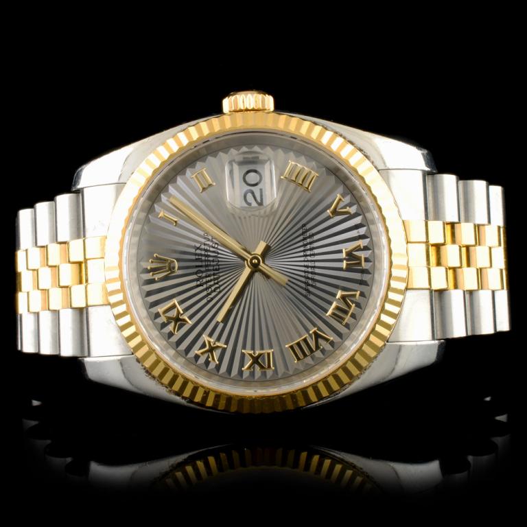 Rolex DateJust 116233 YG/SS Fluted 36MM Watch: Ref: WAG26000Specification:Model: DateJust â€“ Ref: 116233Movement: Perpetual, Self WindingFunction: Instantaneous Quick Set DateCase Size: 36mmCase Material: Stainless Steel Bracelet Materials: