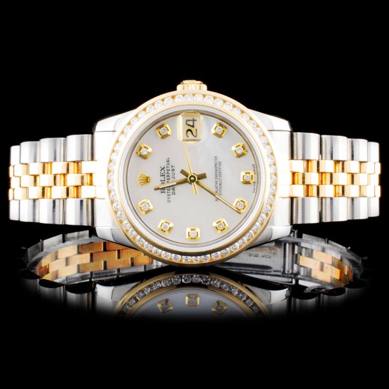 Rolex 31mm DateJust 1.00ct Diamond Watch: Estimated Retail Replacement Value: $17,500.00Ref: BAS25000Item No.: ARXM006Specification:Model: DateJust Mid-size Oyster PerpetualMovement: Perpetual, Self Winding ChronometerFunction: Instantaneous