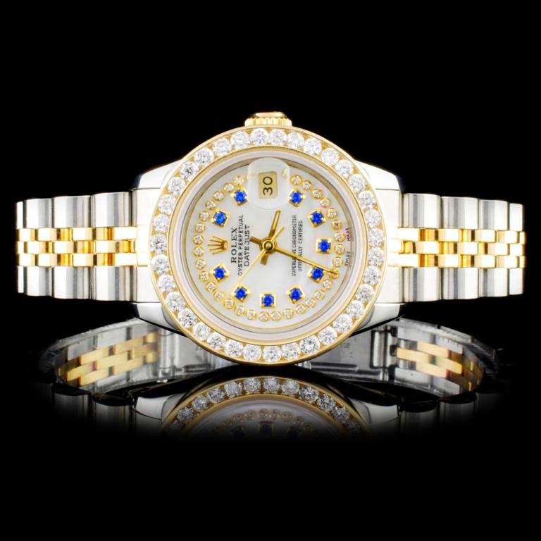 Rolex DateJust Diamond Ladies Watch: Estimated Retail Replacement Value: $15,750.00Ref: BAS18000Item No.: ARXM003Specification:Model: DateJust Oyster PerpetualMovement: Perpetual, Self Winding Chronometer Function: Instantaneous DateCase