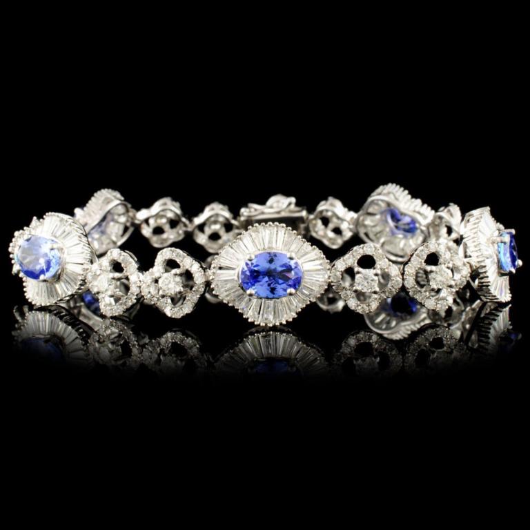 18K Gold 3.55ct Tanzanite & 4.81ctw Diamond Bracel: Estimated Retail Replacement Value: $23,562.00 Ref: WAG13464 Item no.: FA2057779014-MB2933ATZ Specification: Gold Content: Solid 18K White Gold Weight of Item: 12.95 grams Size: 7 inches Country Made: