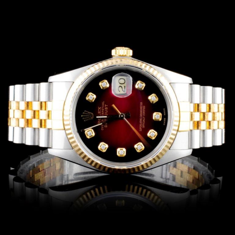 Rolex Two-Tone 36MM DateJust Diamond Wristwatch: Estimated Retail Replacement Value: $12,250.00Ref: WAG15000Item No.: ARXP010Specification:Model: DateJust Oyster PerpetualMovement: Perpetual, Self Winding ChronometerFunction: Instantaneous DateCase