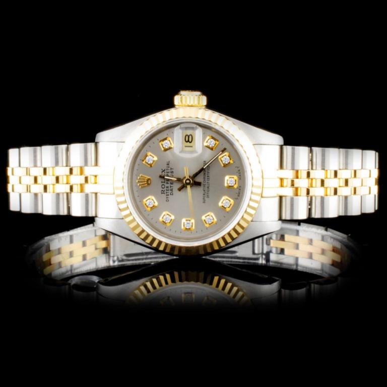Rolex DateJust Ladies Diamond Wristwatch: Estimated Retail Replacement Value: $9,450.00Ref: BAS12800Item No.: ARXN001Specification:Model: DateJust Oyster PerpetualMovement: Perpetual, Self WindingFunction: Instantaneous DateCase Size: 26mmCas