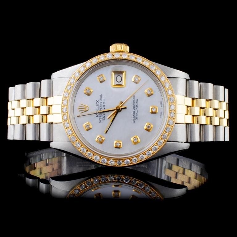 Rolex YG/SS DateJust Diamond 36MM Watch: Estimated Retail Replacement Value: $22,000.00Ref: WAG18000Item No.: ARX0189Specification:Model: Oyster Perpetual DateJustMovement: Perpetual, Self WindingCase Size: 36mmCase Material: Stainless Steel