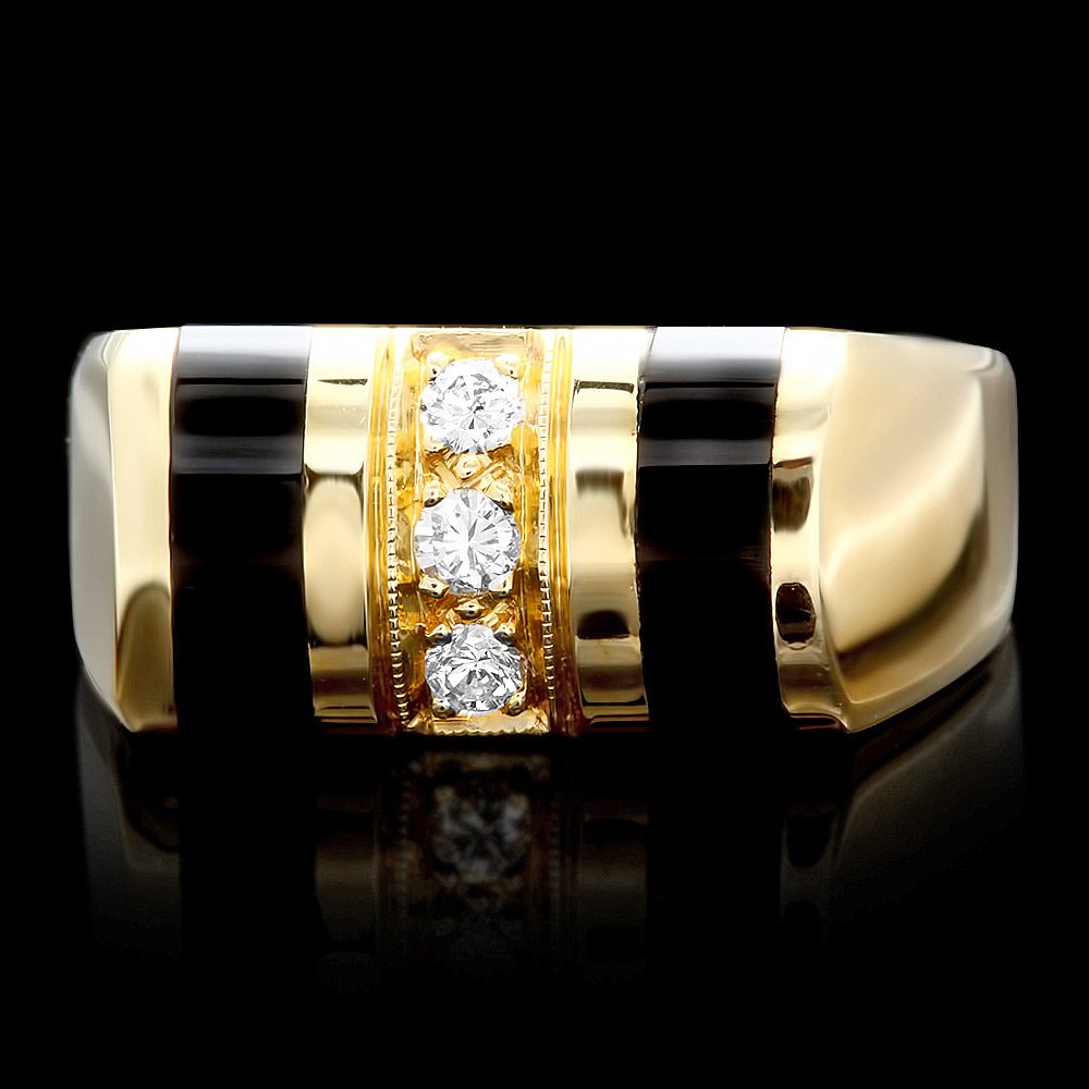 14k Gold 0.12ct Diamond 2.5ct Onyx Mens Ring: 14k Gold 0.12ct Diamond 2.5ct Onyx Mens Ring ****** Metal: 14k Solid Yellow Gold / Size: 7 / Total Item Weight: 6.2 grams / / Main Stone: Diamond / Color: White / Carat Total Weight: 0.12 / Treatment: