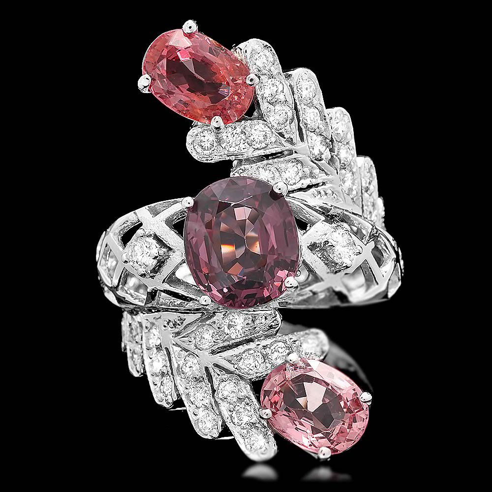 14k White Gold 5.5ct Spinel 1.00ct Diamond Ring: 14k White Gold 5.5ct Spinel 1.00ct Diamond Ring ****** Metal: 14k Solid White Gold / Size: 6.5 / Total Item Weight: 8.5 grams / Country Made: USA / / Main Stone: Spinel / Color: Purple / Carat Total W