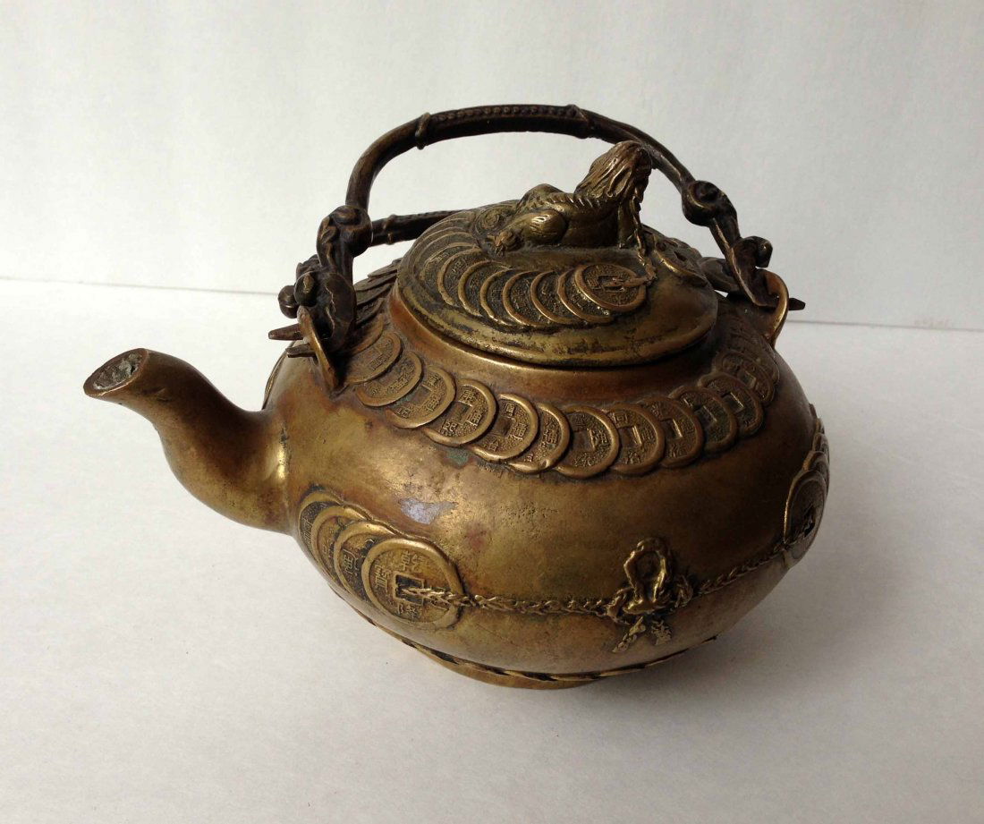 Antique Chinese Embossed Tea Kettle