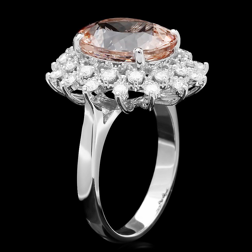 14k Gold 5.00ct Morganite 0.70ct Diamond Ring: 14k Gold 5.00ct Morganite 0.70ct Diamond Ring ****** Metal: 14k Solid White Gold / Size: 7.25 / Total Item Weight: 5.5 grams / Country Made: USA / / Main Stone: Morganite / Color: Pink / Carat Total W