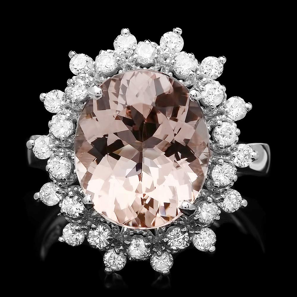 14k Gold 5.00ct Morganite 0.70ct Diamond Ring: 14k Gold 5.00ct Morganite 0.70ct Diamond Ring ****** Metal: 14k Solid White Gold / Size: 7.25 / Total Item Weight: 5.5 grams / Country Made: USA / / Main Stone: Morganite / Color: Pink / Carat Total W